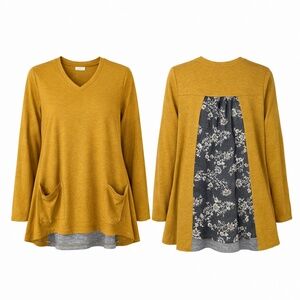 LOGO Lounge Embroidered Knit Tunic Relaxed Poetcore Mustard